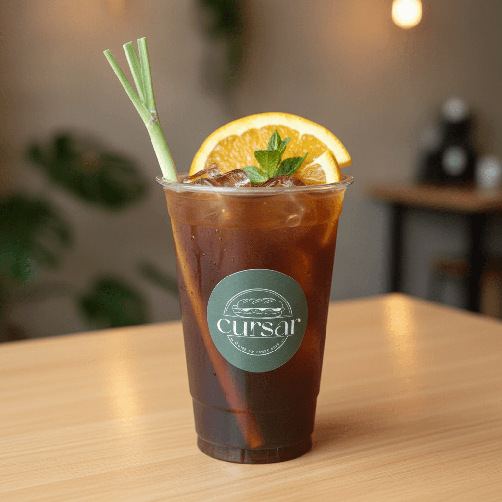 Iced tea with fruit and herbs