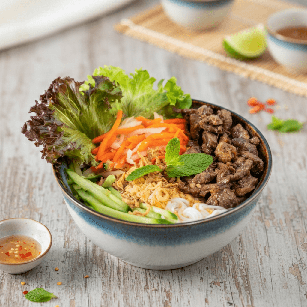 Vermicelli noodle salad with shrimp