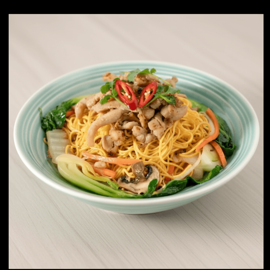 Stir-fried egg noodles with shrimp